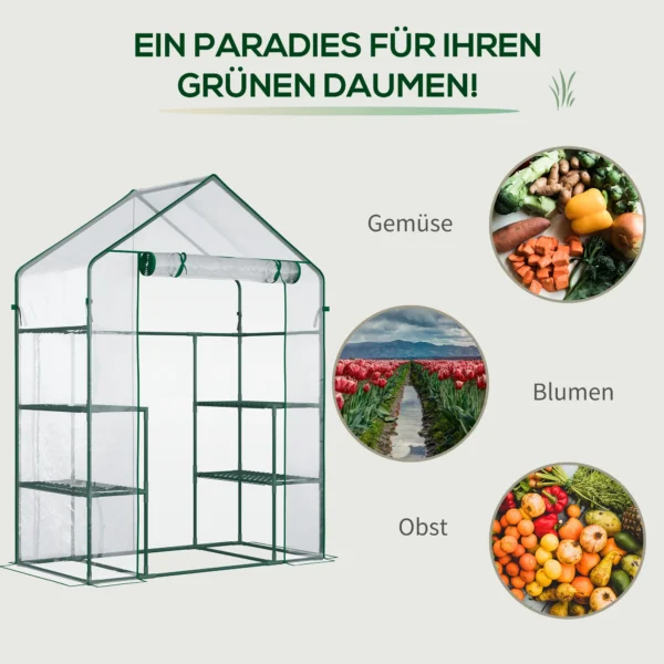 Foliekas bevaarbaar tomatenkas 142x73x195cm met 6 planken, transparant voor tuin & planten 8