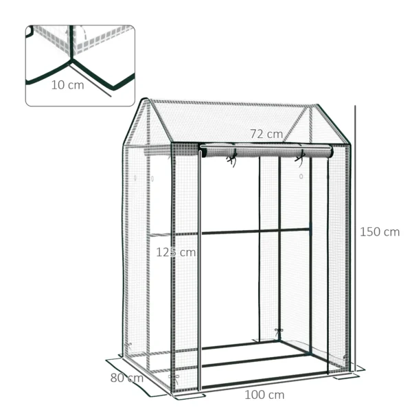 Foliekas met dubbele deur, winddichte tomaat kas in wit, 100x80x150cm, ideaal voor tuin & balkon 4