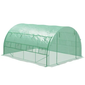 Foliekas polytunnel 3,97x3x2m, beloopbaar met uv bescherming, oprolbare afdekkingen van staal, groen voor tuin & planten 1