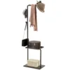Garderoberek kledingrek met haken & dienblad voor kleding & hoeden, gang & ingang, 45x28x148 cm zwart 1