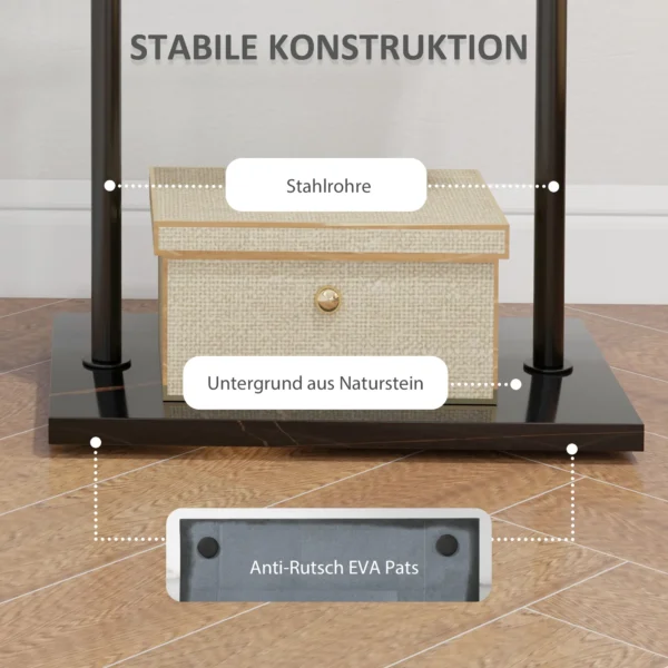 Garderoberek kledingrek met haken & dienblad voor kleding & hoeden, gang & ingang, 45x28x148 cm zwart 6
