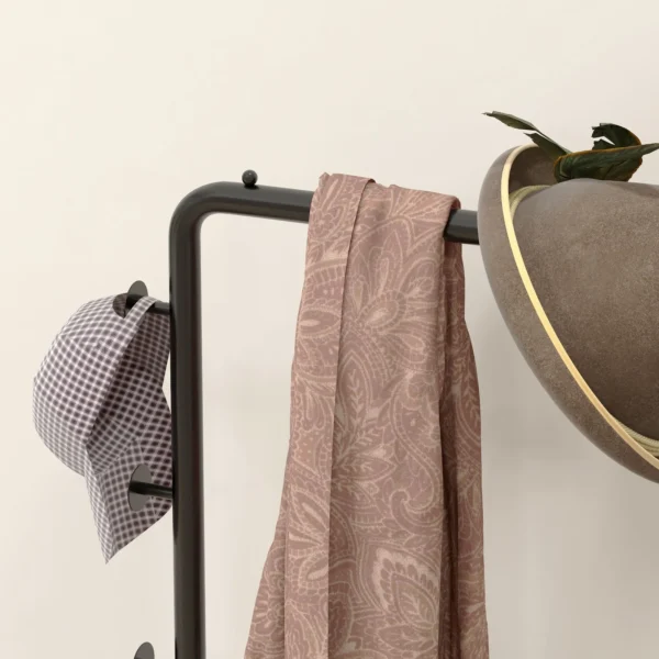 Garderoberek kledingrek met haken & dienblad voor kleding & hoeden, gang & ingang, 45x28x148 cm zwart 9