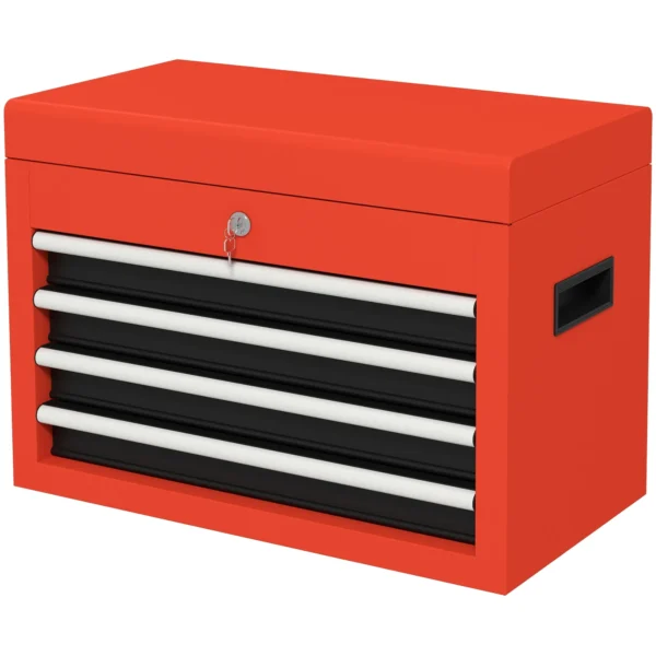 Gereedschapskoffer compacte gereedschapskist zonder gereedschap, met 4 laden, slot, staal, rood, 45x24,5x32,5cm 1