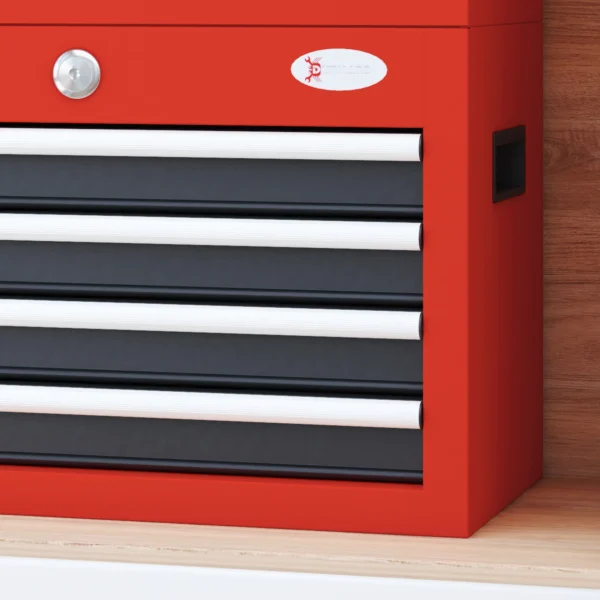 Gereedschapskoffer compacte gereedschapskist zonder gereedschap, met 4 laden, slot, staal, rood, 45x24,5x32,5cm 10