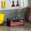 Gereedschapskoffer stevige gereedschapskist zonder gereedschap, 2 laden, slot, met handvat, staal zwart rood 7