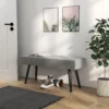 Gestoffeerde bank in fluweel look, zitbank, bedbank, gangbank in x patroon tot 120 kg grijs 100x36x45 cm voor slaapkamer 10