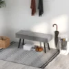 Gestoffeerde bank in fluweel look, zitbank, bedbank, gangbank in x patroon tot 120 kg grijs 100x36x45 cm voor slaapkamer 9