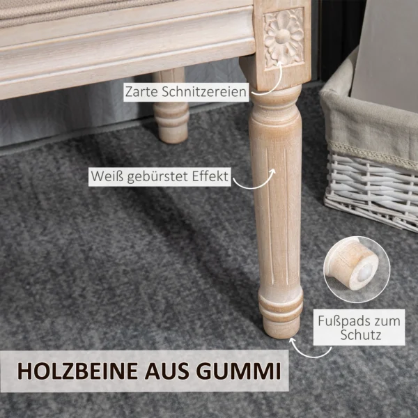 Gestoffeerde bank vintage 117x40x48cm zitbank bedbank slaapkamerbank met knoppen linnenlook tot 120kg beige 6