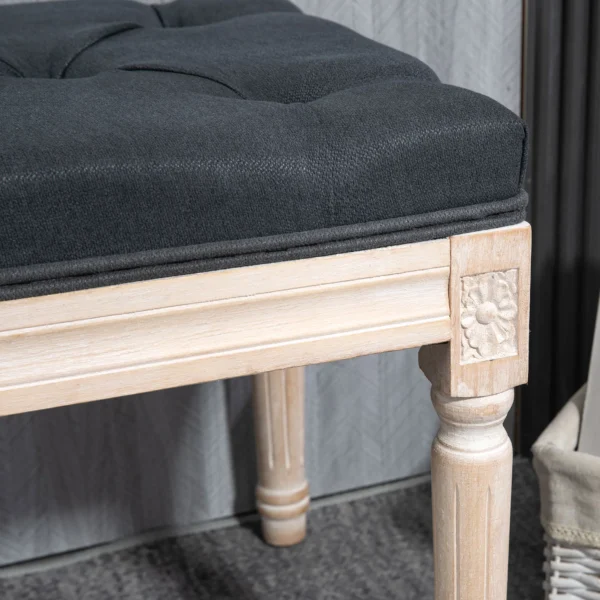 Gestoffeerde bank vintage 80x40x43cm zitbank bedbank gangbank met knoppen in linnenlook tot 120kg donkergrijs 9