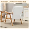 Gestoffeerde fauteuil lounge stoel in fluweel look met armleuningen, scandi design, crème, 68x74x82cm 6