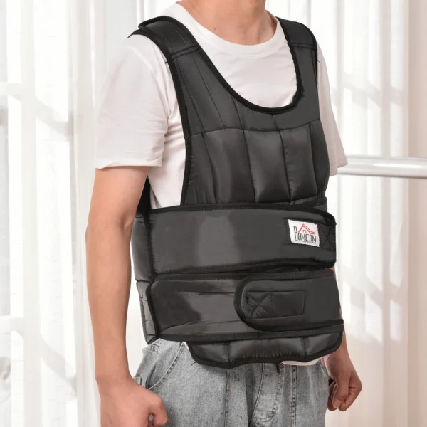Gewichtsvest 30 kg verstelbaar met 35 gewichtszakken voor krachttraining gemaakt van oxford metaal zwart 60x50cm 2