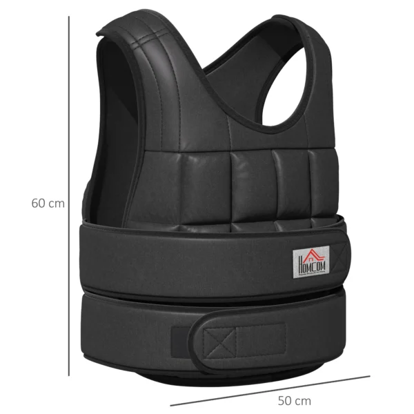 Gewichtsvest 30 kg verstelbaar met 35 gewichtszakken voor krachttraining gemaakt van oxford metaal zwart 60x50cm 4