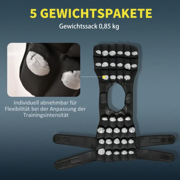 Gewichtsvest 30 kg verstelbaar met 35 gewichtszakken voor krachttraining gemaakt van oxford metaal zwart 60x50cm 6