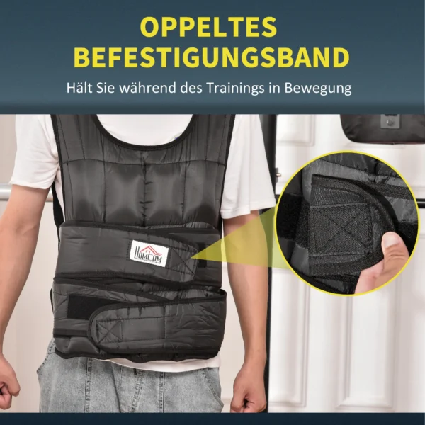 Gewichtsvest 30 kg verstelbaar met 35 gewichtszakken voor krachttraining gemaakt van oxford metaal zwart 60x50cm 7