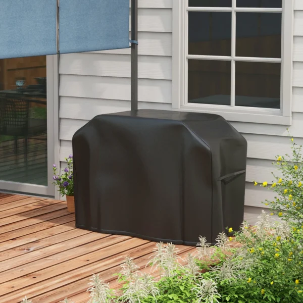 Grillhoes bbq beschermhoes weerbestendig met klittenbandsluitingen voor gasgrill 124x61x91cm oxford zwart 2