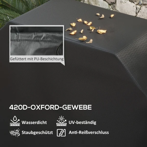 Grillhoes bbq beschermhoes weerbestendig met klittenbandsluitingen voor gasgrill 124x61x91cm oxford zwart 5