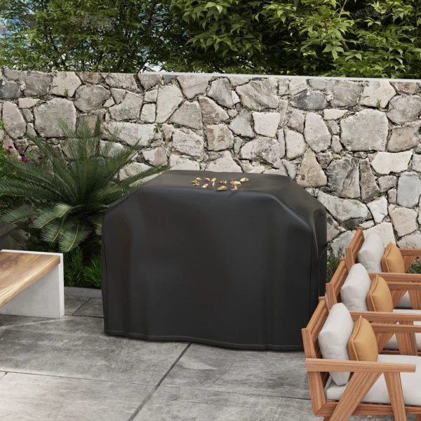 Grillhoes bbq beschermhoes weerbestendig met klittenbandsluitingen voor gasgrill 124x61x91cm oxford zwart 7