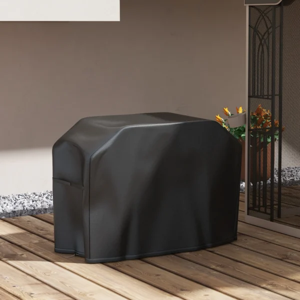 Grillhoes bbq beschermhoes weerbestendig met klittenbandsluitingen voor gasgrill 124x61x91cm oxford zwart 8