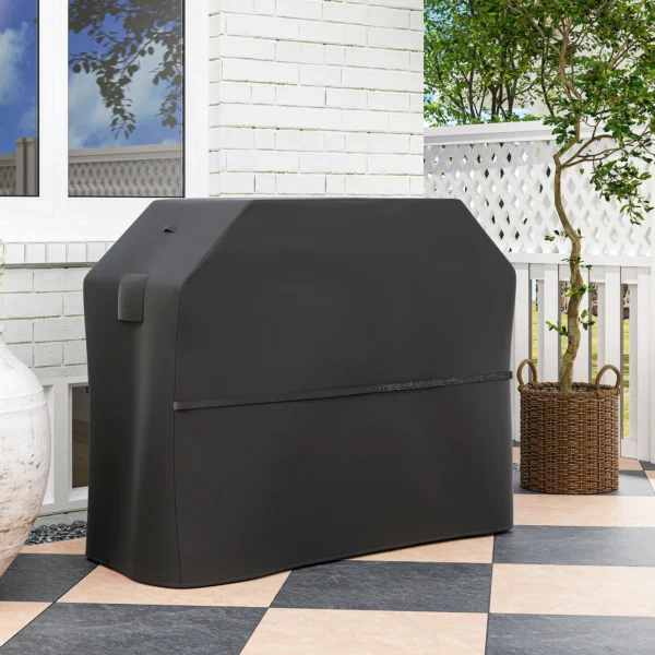 Grillhoes bbq hoes weerbestendig gasgrill afdekhoes met klittenbandsluitingen, 600d oxford, zwart, 147 x 61 x 122cm 2
