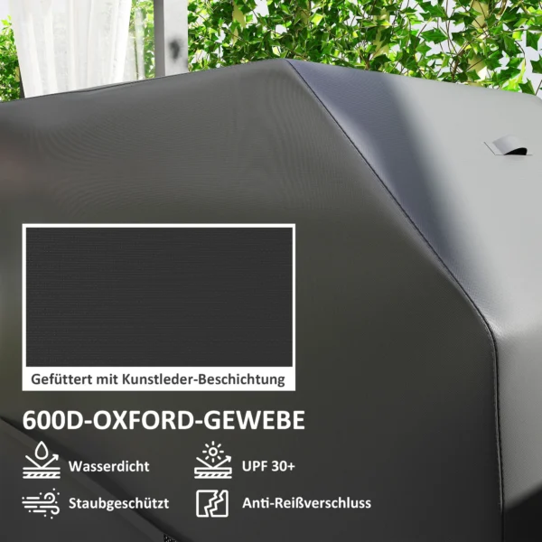 Grillhoes bbq hoes weerbestendig gasgrill afdekhoes met klittenbandsluitingen, 600d oxford, zwart, 147 x 61 x 122cm 5