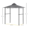 Grillpaviljoen tuinpaviljoen vlamvertragend dubbel dak grijs 245x148x252cm ideaal voor balkon & tuin 4