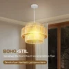 Hanglamp met e27 fitting, boho stijl, plafondlamp met lampenkap van hennep touw voor keuken, eetkamer, lichtbruin 5