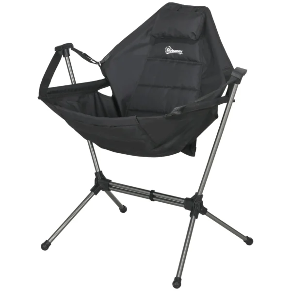 Hangmat campingstoel opvouwbare tuinstoel tot 120kg, zwart van oxford voor tuin & camping 1
