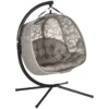 Hangstoel 2 zitter hangstoel met kussens opvouwbare hangschommel tot 240 kg belastbaar polyester staal zandkleur 1