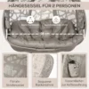 Hangstoel 2 zitter hangstoel met kussens opvouwbare hangschommel tot 240 kg belastbaar polyester staal zandkleur 5