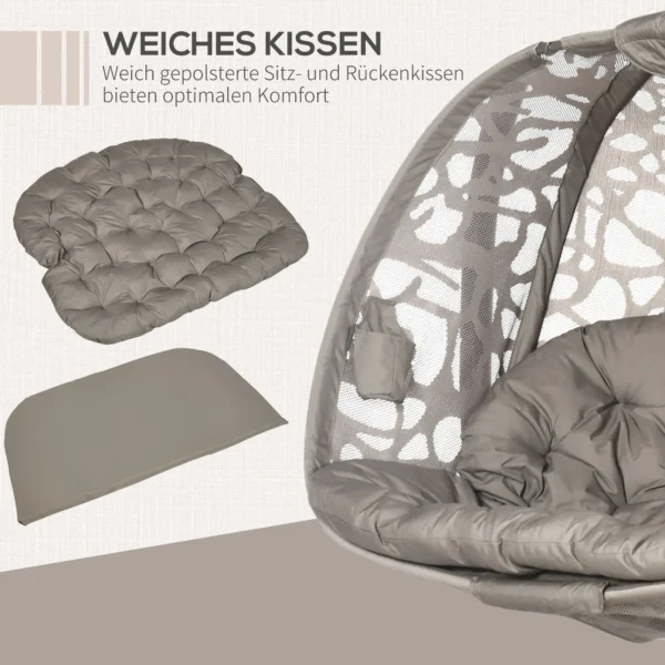Hangstoel 2 zitter hangstoel met kussens opvouwbare hangschommel tot 240 kg belastbaar polyester staal zandkleur 7