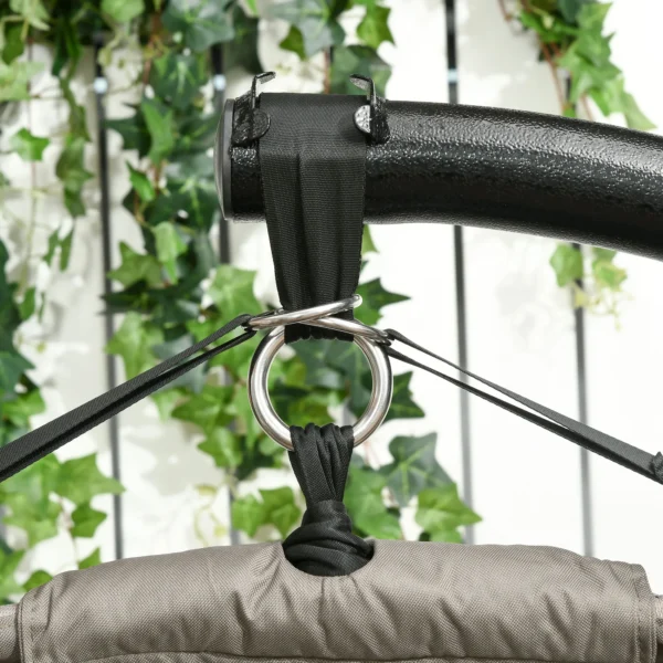 Hangstoel 2 zitter hangstoel met kussens opvouwbare hangschommel tot 240 kg belastbaar polyester staal zandkleur 8