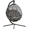 Hangstoel hangmand met frame voor 1 persoon, opvouwbare hangschommel met kussens, staal, 126x118x172cm voor tuin & balkon 1