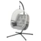 Hangstoel met frame, eivormige hangschommel met zacht, diep kussen, zitkussens, hangmat voor buiten schommelstoel outdoor, terras, tuin, lichtgrijs 1