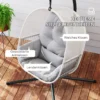 Hangstoel met frame, eivormige hangschommel met zacht, diep kussen, zitkussens, hangmat voor buiten schommelstoel outdoor, terras, tuin, lichtgrijs 6