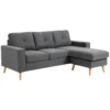 Hoekbank l vorm grijze hoekbank met chaise longue in linnenlook voor 3 personen 93x136x85cm ideaal voor woonkamer 1