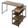 Hoekbureau l vorm pc tafel met plank en lade 135x90x79cm rustiek bruin spaanplaat metaal voor kantoor & thuiskantoor 1