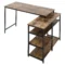 Hoekbureau l vorm pc tafel met plank en lade 135x90x79cm rustiek bruin spaanplaat metaal voor kantoor & thuiskantoor 1