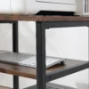 Hoekbureau l vorm pc tafel met plank en lade 135x90x79cm rustiek bruin spaanplaat metaal voor kantoor & thuiskantoor 10
