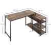 Hoekbureau l vorm pc tafel met plank en lade 135x90x79cm rustiek bruin spaanplaat metaal voor kantoor & thuiskantoor 4