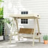 Hollywoodschaukel 2 zits tuinschommel met verstelbaar zonnedak, zijtafel, schommelbank belastbaar tot 240kg, voor tuin, terras, 200 x 120 x 190cm, beige 2