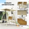 Hollywoodschaukel 2 zits tuinschommel met verstelbaar zonnedak, zijtafel, schommelbank belastbaar tot 240kg, voor tuin, terras, 200 x 120 x 190cm, beige 7