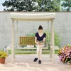 Hollywoodschaukel 2 zits tuinschommel met verstelbaar zonnedak, zijtafel, schommelbank belastbaar tot 240kg, voor tuin, terras, 200 x 120 x 190cm, beige 8
