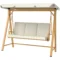 Hollywoodschaukel met verstelbaar zonnedak zitkussen, houtlook 3 zits tuinschommel belastbaar tot 330kg, schommelbank voor tuin, terras 198 x 120 x 170cm, beige 1
