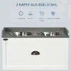 Hondenbak met lade 2x2l voerbak verhoogd roestvrij staal voerstation voor katten en honden in wit 7