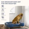 Hondenbed hondenkussen hondenmand hondenbank houten poten, polyester, donkerblauw, 96 x 66 x 24 cm 8