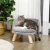 Hondenbed kattenbed hondensofa met antislip houten poten & kussen, grijs 40,5x40,5x33cm voor binnen 2