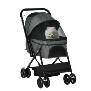 Hondenbuggy hondenwagen voor kleine honden & katten, huisdierwagen pet stroller, oxford donkergrijs, 76,5 x 52 x 95 cm 1