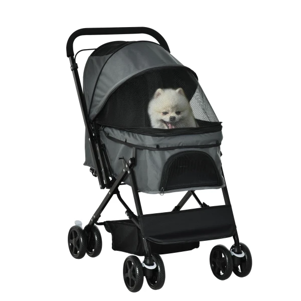 Hondenbuggy hondenwagen voor kleine honden & katten, huisdierwagen pet stroller, oxford donkergrijs, 76,5 x 52 x 95 cm 1