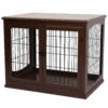 Hondenkooi voor thuis, afsluitbare hondenbox met 2 ingangen, hondenhuis voor kleine honden, bruin, 58,5 x 81 x 66 cm 1