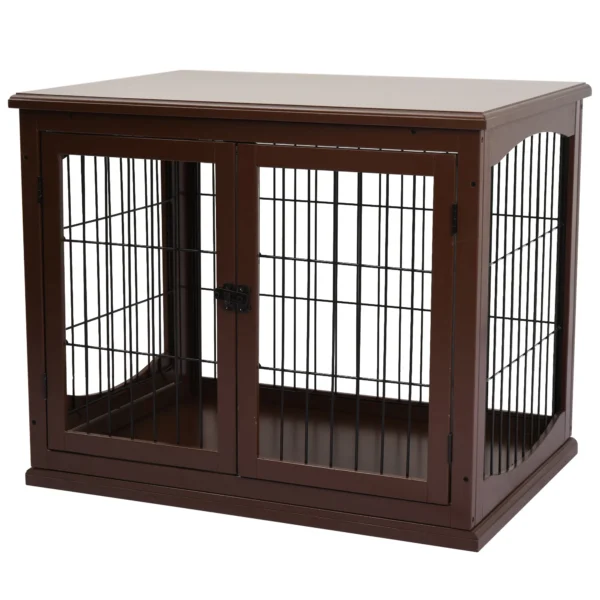 Hondenkooi voor thuis, afsluitbare hondenbox met 2 ingangen, hondenhuis voor kleine honden, bruin, 58,5 x 81 x 66 cm 1
